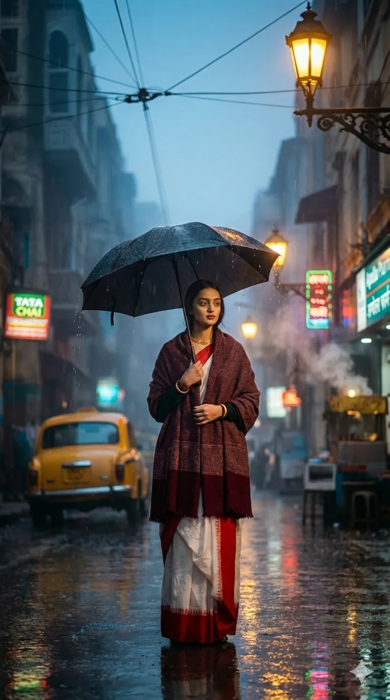 Kolkata street in winter (Rain)